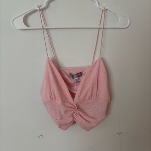 brand new! urban outfitters light pink cross front cropped tank top.🩷